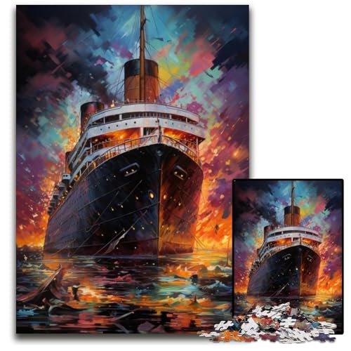 Die farbenfrohe Psychedelia der Titanic 1000-teiliges Puzzle aus Papier anspruchsvolles Denkspiel für Teenager Spaß am Familienspielabend 1000 Teile (38x26cm) von CYSEHKRBL