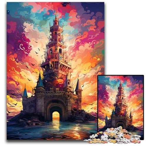 Die farbenfrohe Psychedelia des Belem-Turms Puzzle für Erwachsene 1000 Teile anspruchsvolle Puzzles DIY Heimdekoration Geschenk Denksportaufgabe für Erwachsene 1000 Teile (75x50cm) von CYSEHKRBL