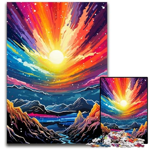 Die farbenfrohe Psychedelia des Berges Elbrus Puzzle für Erwachsene 1000 Teile anspruchsvolle Puzzles für Teenager Spieleabend mit der Familie anspruchsvolle Geschenkidee 1000 Teile (38x26cm) von CYSEHKRBL