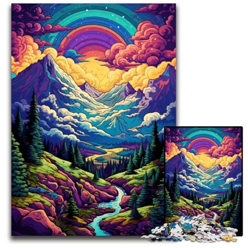 Die farbenfrohe Psychedelia des Columbia-Eisfelds 1000-teiliges Puzzle Holzpuzzle für Erwachsene für Reiseliebhaber und Paare anspruchsvolles Spielzeug 1000 Teile (75x50cm) von CYSEHKRBL