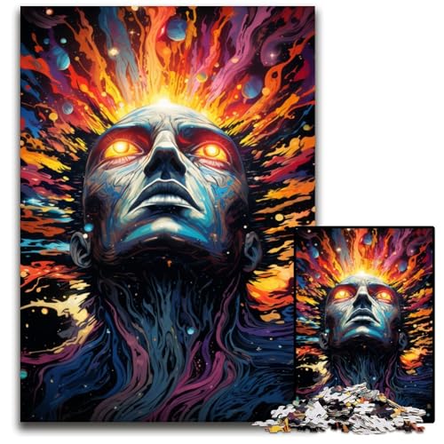 Die farbenfrohe Psychedelia des Gottes des Universums 1000-teiliges Puzzle Holzpuzzle für Erwachsene für Reiseliebhaber und Paare anspruchsvolles Spielzeug 1000 Teile (75x50cm) von CYSEHKRBL