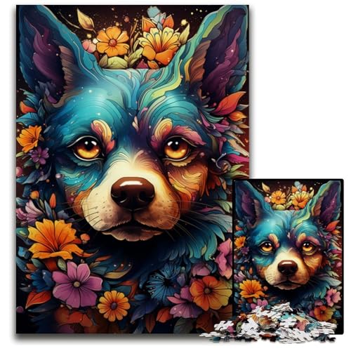 Die farbenfrohe Psychedelia des Huacong-Hundes 1000-teiliges Puzzle für Erwachsene Puzzles für Erwachsene Weihnachten Halloween Ostern Neujahr 1000 PCS (75x50cm) von CYSEHKRBL