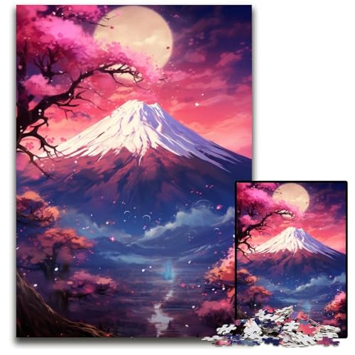 Die farbenfrohe Psychedelia des Mount Fuji Puzzle für Erwachsene 1000 Teile Puzzle für Erwachsene ideal für Teenager und Sammler Reisegeschenk Familienaktivität 1000 Teile (38x26cm) von CYSEHKRBL