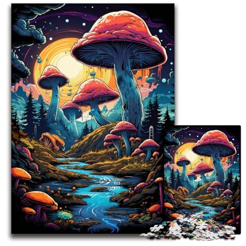Die farbenfrohe Psychedelia des Pilzplaneten Puzzle für Erwachsene 1000 Teile Puzzle für Erwachsene DIY Heimdekoration Geschenk Denksportaufgabe für Erwachsene 1000 Teile (38x26cm) von CYSEHKRBL