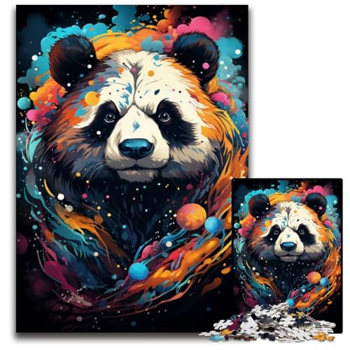 Die farbenfrohe Psychedelia des Space Panda-Puzzles für Erwachsene 1000-teiliges Holzpuzzle Denksportspiel für Teenager 1000 Teile (75x50cm) von CYSEHKRBL