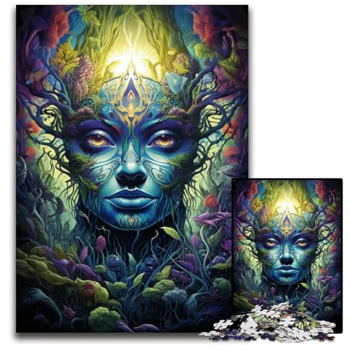 Die farbenfrohe Psychedelia des Waldgeistes 1000-teiliges Puzzle Papierpuzzle für Erwachsene für Reiseliebhaber und Paare anspruchsvolles Spielzeug 1000 Teile (38x26cm) von CYSEHKRBL
