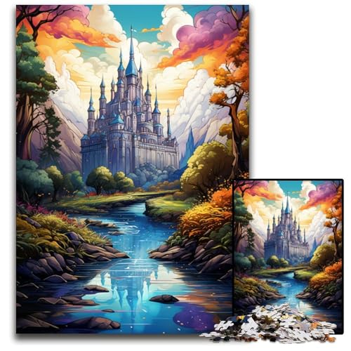 Die farbenfrohe Psychedelia des Xiaomiya-Flusses 1000-teiliges Puzzle für Erwachsene Puzzles für Erwachsene Weihnachten Halloween Ostern Neujahr 1000 Teile (38x26cm) von CYSEHKRBL