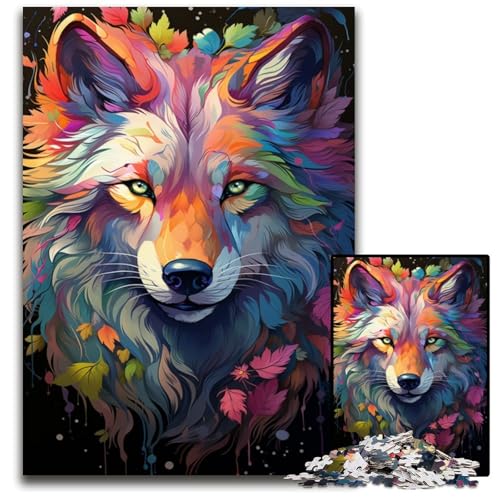 Die farbenfrohe Psychedelia des ätherischen Wolfs. Puzzle mit 1000 Teilen. Schwierige Puzzles für Erwachsene. Anspruchsvolles Denkspiel für Teenager. 1000 Teile (75x50cm). von CYSEHKRBL