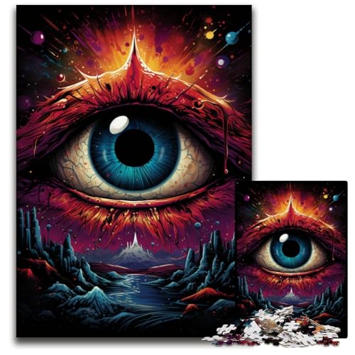 Die farbenfrohe Psychedelia des kosmischen Auges 1000-teiliges Puzzle für Erwachsene Holzpuzzle für Erwachsene Familienaktivität DIY Heimdekoration 1000 PCS (75x50cm) von CYSEHKRBL