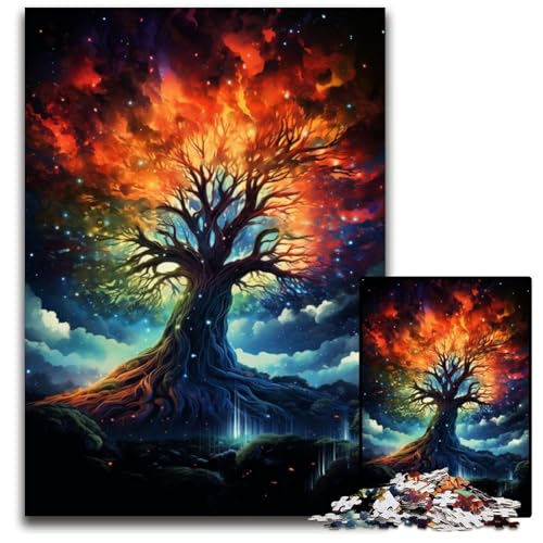 Die farbenfrohe Psychedelia des kosmischen Baums 1000-teiliges Puzzle aus Papier anspruchsvolles Denkspiel für Teenager Spaß am Familienspieleabend 1000 Teile (38x26cm) von CYSEHKRBL