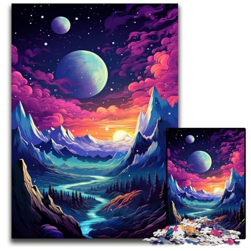 Die farbenfrohe Psychedelia des kosmischen Berges Puzzle 1000 Teile für Erwachsene Puzzles für Erwachsene anspruchsvolle Denksportaufgabe Familienaktivität Heimdekoration 1000 PCS (75x50cm) von CYSEHKRBL