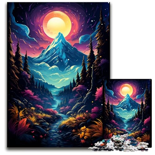 Die farbenfrohe Psychedelia des kosmischen Berges Puzzle für Erwachsene 1000 Teile Puzzle für Erwachsene DIY Heimdekoration Geschenk Denksportaufgabe für Erwachsene 1000 Teile (75x50cm) von CYSEHKRBL
