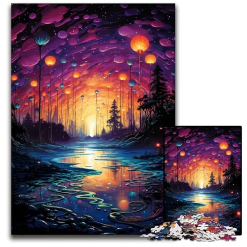 Die farbenfrohe Psychedelia des kosmischen Sees 1000-teiliges Puzzle für Erwachsene Holzpuzzle für Erwachsene Familienaktivität DIY Heimdekoration 1000 PCS (75x50cm) von CYSEHKRBL