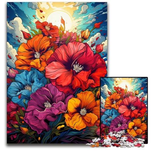 Die farbenfrohe Psychedelia von Cistus 1000-teiliges Puzzle für Erwachsene Holzpuzzle für Erwachsene perfekt für Teenager und Sammler ideale Heimdekoration und Reisegeschenk 1000 Teile (75x50cm) von CYSEHKRBL