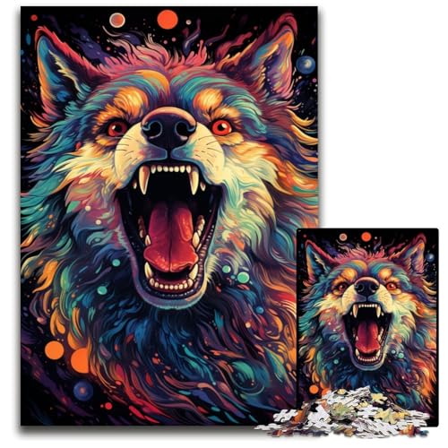 Die farbenfrohe Psychedelia von Cosmic Dogs Puzzle für Erwachsene 1000 schwierige Puzzles für Erwachsene Spaß für den Familienspielabend DIY-Dekorationskunstwerk 1000 Teile (75x50cm) von CYSEHKRBL