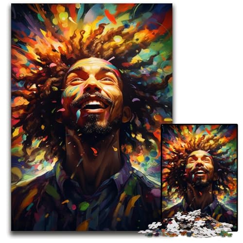 Die farbenfrohe Psychedelia von Cosmic Rastafari 1000-teiliges Puzzle für Erwachsene Papierpuzzle Weihnachten Halloween Ostern Neujahr 1000 Teile (38x26cm) von CYSEHKRBL