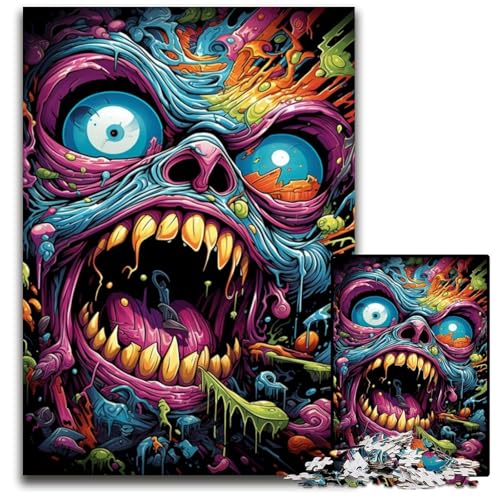 Die farbenfrohe Psychedelia von Dr. Monster 1000-teiliges Puzzle für Erwachsene Papierpuzzle Familienaktivität Denksportaufgabe Heimdekoration 1000 Teile (38x26cm) von CYSEHKRBL