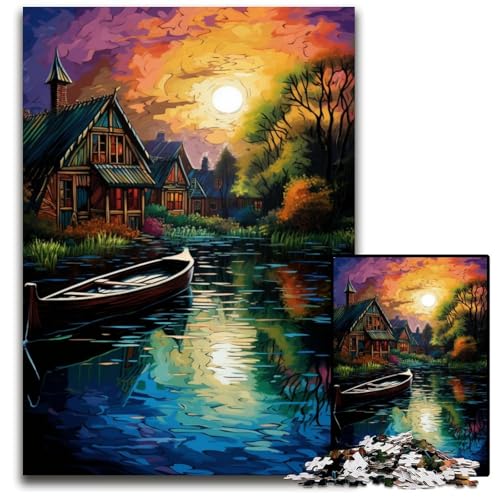 Die farbenfrohe Psychedelia von Giethoorn 1000-teiliges Puzzle Papierpuzzle für Erwachsene für Reiseliebhaber und Paare anspruchsvolles Spielzeug 1000 Teile (38x26cm) von CYSEHKRBL