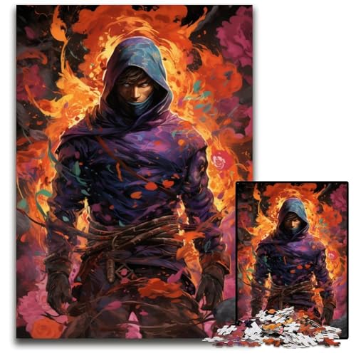 Die farbenfrohe Psychedelia von Ninja Killer 1000-teiliges Puzzle Papierpuzzle für Erwachsene für Reiseliebhaber und Paare anspruchsvolles Spielzeug 1000 Teile (38x26cm) von CYSEHKRBL