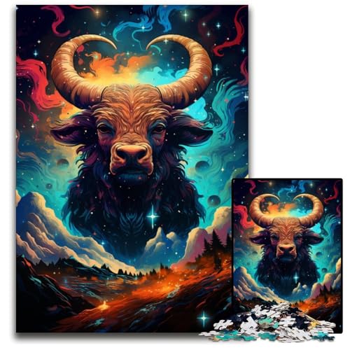 Die farbenfrohe Psychedelia von Starry Yak. Puzzle für Erwachsene 1000 Teile Holzpuzzle Denksportspiel für Teenager 1000 Teile (75x50cm) von CYSEHKRBL