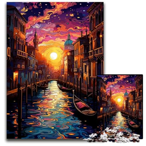 Die farbenfrohe Psychedelia von Venedig Puzzle mit 1000 Teilen für Erwachsene Puzzle für Erwachsene für Reiseliebhaber und Paare anspruchsvolles Spielzeug 1000 Teile (38x26cm) von CYSEHKRBL
