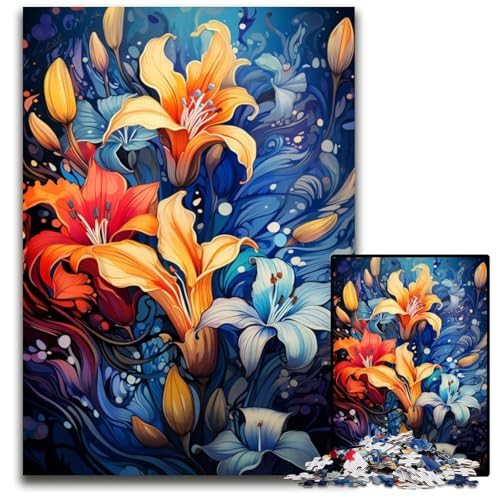 Die farbenfrohe Psychedelie der portugiesischen Hyazinthen 1000-teiliges Puzzle für Erwachsene Puzzles für Erwachsene Weihnachten Halloween Ostern Neujahr 1000 Teile (38x26cm) von CYSEHKRBL