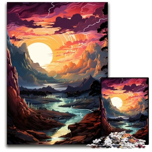 Die farbenfrohe Psychedelie des Genfersees Puzzle für Erwachsene 1000 Teile Papierpuzzle für Erwachsene für Heimdekoration Gehirntraining 1000 Teile (38x26cm) von CYSEHKRBL