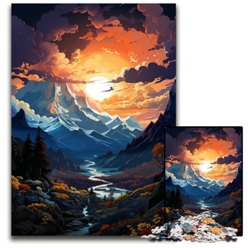 Die farbenfrohe psychedelische Schönheit des Jungfraujochs 1000-teiliges Puzzle für Erwachsene unmögliches Puzzle für Erwachsene ideales DIY-Dekor und Denksportgeschenk 1000 Teile (75x50cm) von CYSEHKRBL
