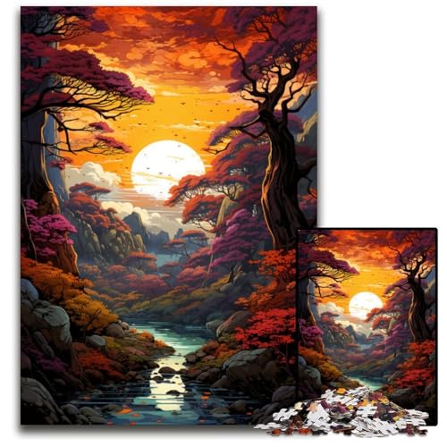 Die farbenfrohe psychedelische Schönheit des Nara-Parks 1000-teiliges Puzzle für Erwachsene. Entspannende Unterhaltung Heimdekoration. 1000 Teile (75x50cm) von CYSEHKRBL