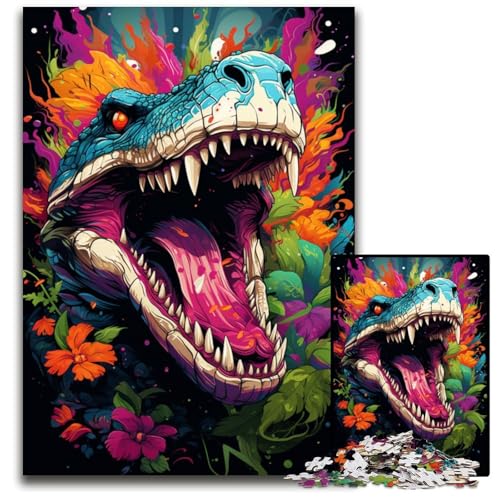 Die farbenfrohen Halluzinationen von Deinosuchus 1000-teiliges Puzzle für Erwachsene Puzzles für Erwachsene Weihnachten Halloween Ostern Neujahr 1000 PCS (75x50cm) von CYSEHKRBL