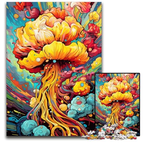 Gelbe Bunte psychedelische Rassel-Puzzles für Erwachsene 1000 Teile Holzpuzzles für Erwachsene zur Heimdekoration Gehirntraining 1000 Teile (75x50cm) von CYSEHKRBL