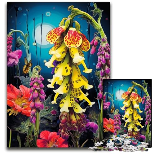 Gelbes buntes psychedelisches Rassel-Puzzle mit 1000 Teilen Papierpuzzle für Erwachsene für Reiseliebhaber und Paare anspruchsvolles Spielzeug 1000 Teile (38x26cm) von CYSEHKRBL