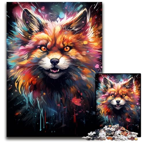 Gemälde-Kunst-Fuchs-Puzzle 1000 Teile für Erwachsene Holzpuzzle Eltern Liebhaber Freunde Alter 1000 PCS (75 x 50 cm) von CYSEHKRBL