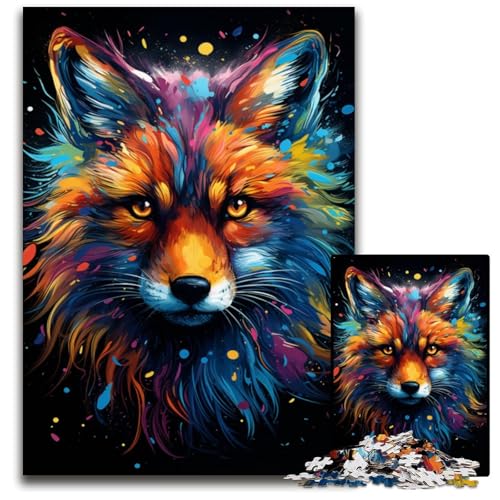 Gemälde-Kunst-Fuchs-Puzzle 1000 Teile für Erwachsene Holzpuzzle perfekt für Familienfeiern Geburtstage Feiertage 1000 PCS (75 x 50 cm) von CYSEHKRBL