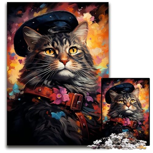 Gemälde-Kunst-Katzen-Puzzle 1000 Teile Holzpuzzle interaktives Familienspiel Bastelgeschenk mit farbenfrohen Kunstwerken 1000 Teile (75 x 50 cm) von CYSEHKRBL