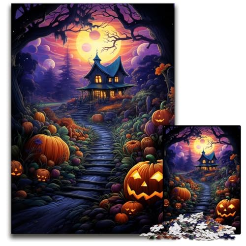 Gemälde eines Kürbishauses 1000-teiliges Puzzle schwierige Puzzles für Erwachsene Geburtstagsgeschenkidee anspruchsvolles Denkspiel 1000 Teile (75 x 50 cm) von CYSEHKRBL