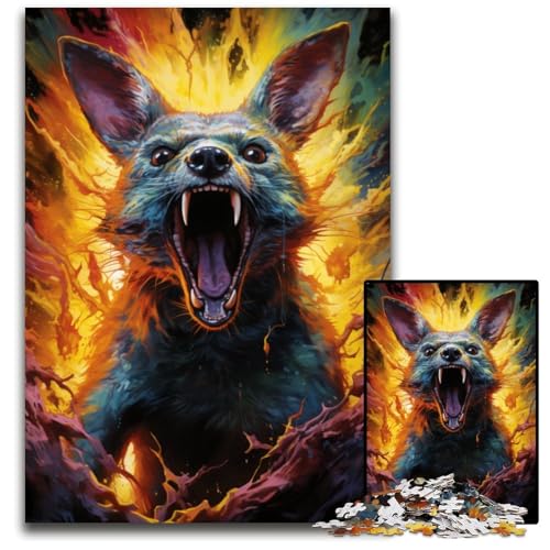 Gemälde eines bunten Kängurus Puzzle für Erwachsene 1000 Puzzles für Erwachsene für Reiseliebhaber und Paare anspruchsvolles Spielzeug 1000 Teile (75 x 50 cm) von CYSEHKRBL