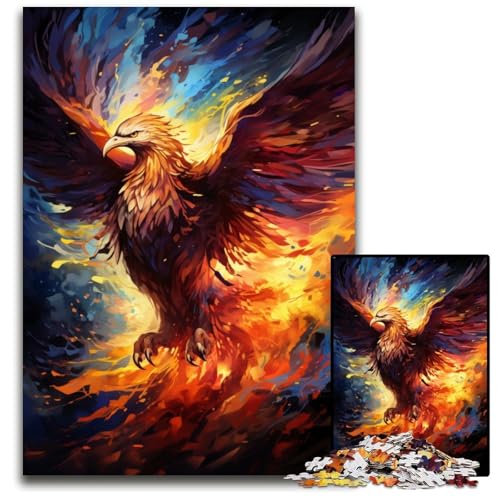Gemälde eines farbenfrohen Phönix 1000-teiliges Puzzle schwierige Puzzles für Erwachsene Geburtstagsgeschenkidee anspruchsvolles Denkspiel 1000 Teile (75 x 50 cm) von CYSEHKRBL