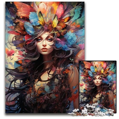 Gemälde mit Farbe Frau 1000-teiliges Puzzle unmögliches Puzzle für Erwachsene Denksportaufgabe Spiel für Erwachsene interaktive Familienaktivität 1000 Teile (38 x 26 cm) von CYSEHKRBL