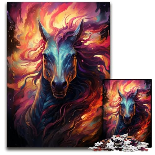 Gemälde von bunten Pferden Puzzles für Erwachsene 1000 Puzzles für Erwachsene für Reiseliebhaber und Paare anspruchsvolles Spielzeug 1000 Teile (75 x 50 cm) von CYSEHKRBL