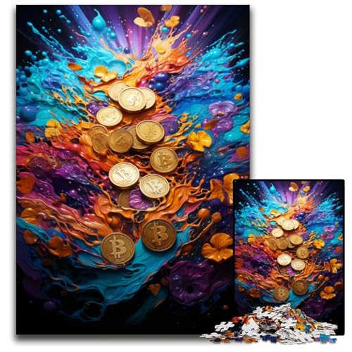 Gemälde von farbigen Goldmünzen Puzzle 1000 Teile anspruchsvolle Puzzles Muttertag Geburtstag Weihnachten 1000 Teile (75 x 50 cm) von CYSEHKRBL