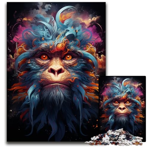 Gemäldekunst-Affen-Puzzles für 1000 Teile Holzpuzzles farbenfrohe Heimdekoration und interaktives Familienspiel 1000 Teile (75 x 50 cm) von CYSEHKRBL