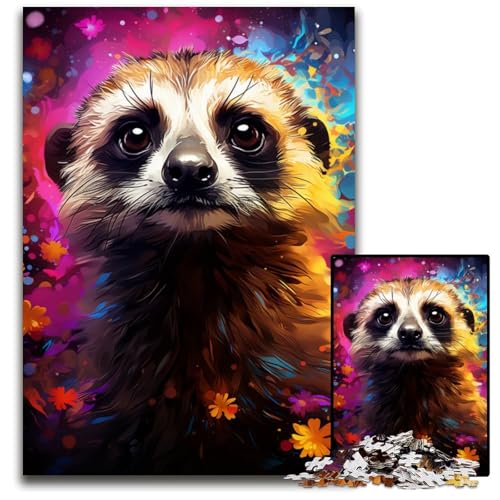 Gemäldekunst-Erdmännchen-Puzzle 1000 Teile für Erwachsene Holzpuzzle Eltern Liebhaber Freunde Alter 1000 PCS (75 x 50 cm) von CYSEHKRBL