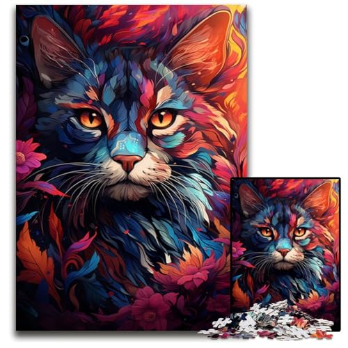 Getigerte Katze im Dschungel-Puzzle 1000 Teile schwierige Puzzles für Erwachsene hochschwieriges Denkspiel für Teenager 1000 Teile (38x26cm) von CYSEHKRBL