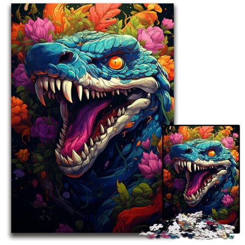 Giftige Schlange im Dschungel 1000-teiliges Puzzle Holzpuzzle für Erwachsene für Reiseliebhaber und Paare anspruchsvolles Spielzeug 1000 Teile (75x50cm) von CYSEHKRBL
