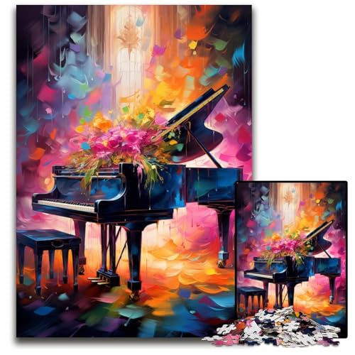 Klavier farbenfrohes 1000-teiliges Puzzle schwierige Puzzles für Erwachsene und die ganze Familie interaktives Spiel Bastelgeschenk mit farbenfrohen Kunstwerken 1000 Teile (75 x 50 cm) von CYSEHKRBL