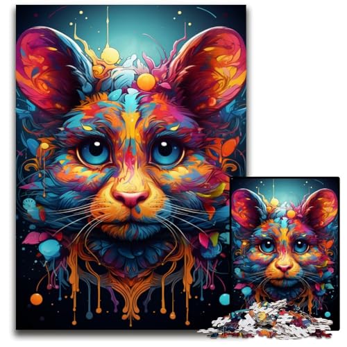 Malen Bunte Mauskunst 1000-teiliges Puzzle unmögliches Puzzle für Erwachsene Denksportaufgabe Spiel für Erwachsene interaktive Familienaktivität 1000 Teile (75 x 50 cm) von CYSEHKRBL