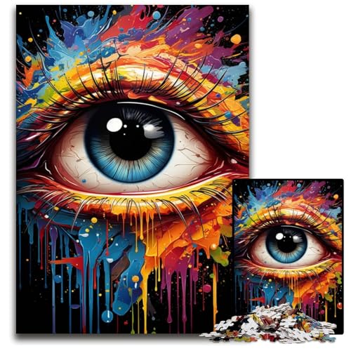 Malen Farbe Augen 1000-teiliges Puzzle unmögliches Puzzle für Erwachsene Denksportaufgabe Spiel für Erwachsene interaktive Familienaktivität 1000 Teile (38 x 26 cm) von CYSEHKRBL