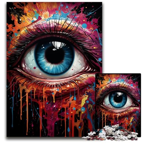 Malen Farbe Augen Puzzle 1000 Teile für Erwachsene Holzpuzzle Denkspiel für Teenager und Familieninteraktion 1000 Teile (75 x 50 cm) von CYSEHKRBL