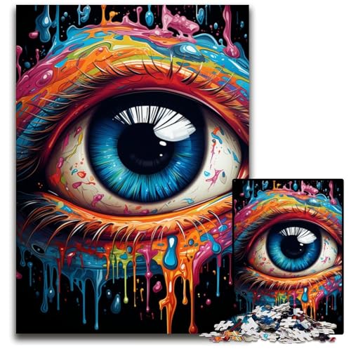 Malen Farbe Augen Puzzle für Erwachsene 1000 Teile Holzpuzzle Weihnachten Halloween Ostern Neujahr 1000 Teile (75 x 50 cm) von CYSEHKRBL